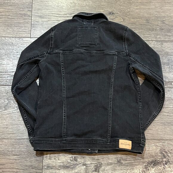 Vintage Y2K Abercrombie Kids Black Denim Jacket Youth Size 15/16 Fits Women's XS - Picture 5 of 8